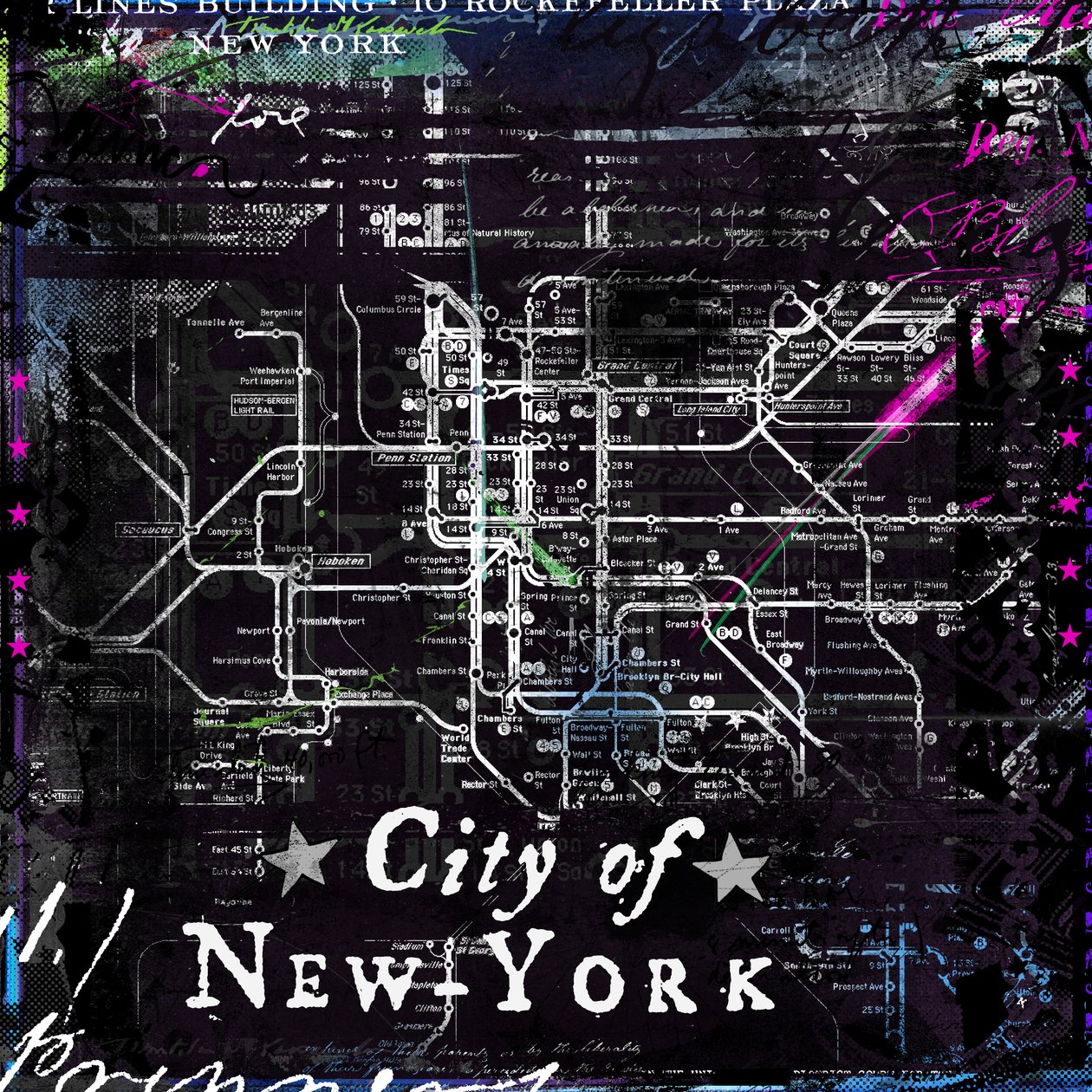 New York Şehri, 2014 (tuval üzerine karışık teknik) by Teis Albers