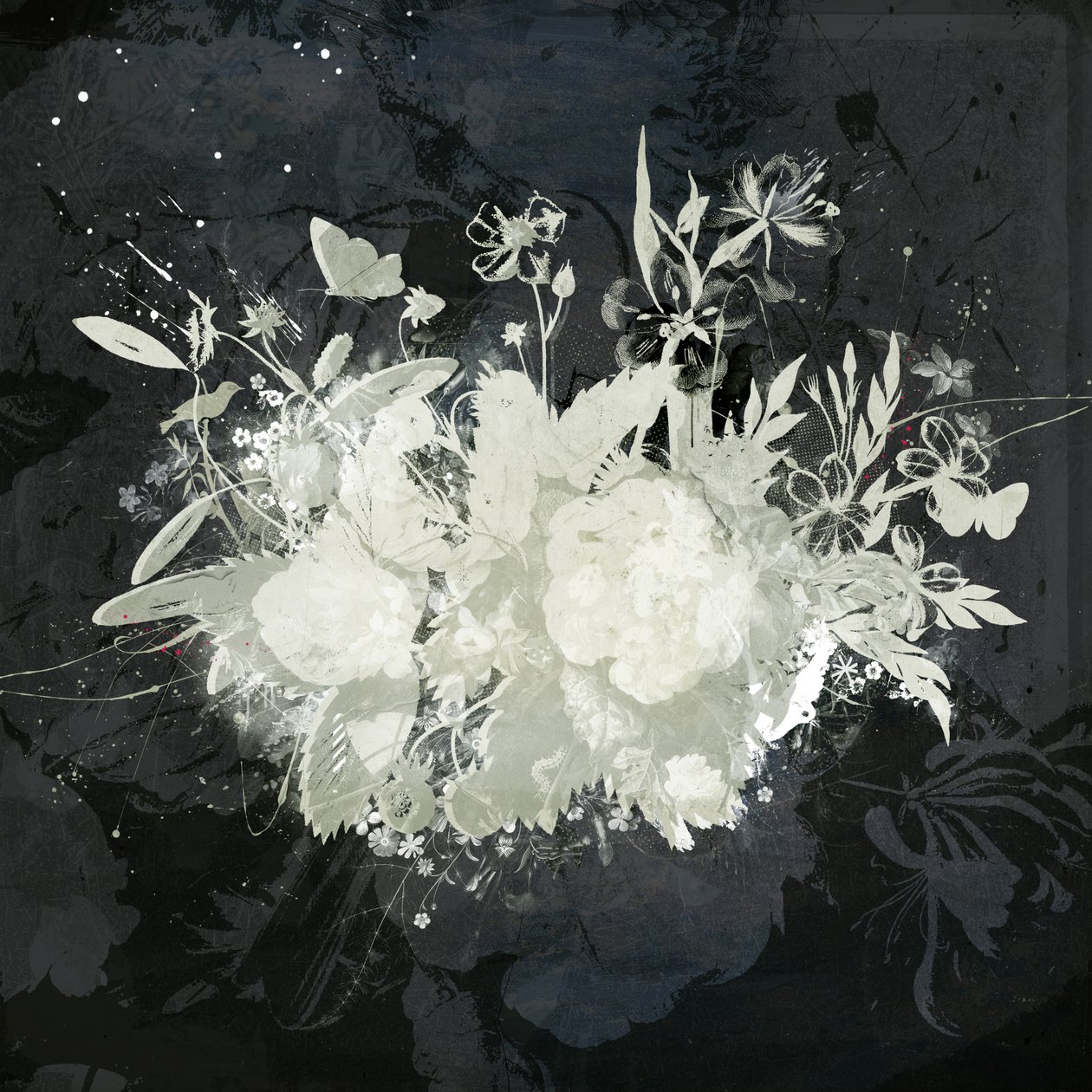 Çiçekli Siluet, 2015 (Tuval üzerine kolaj) by Teis Albers