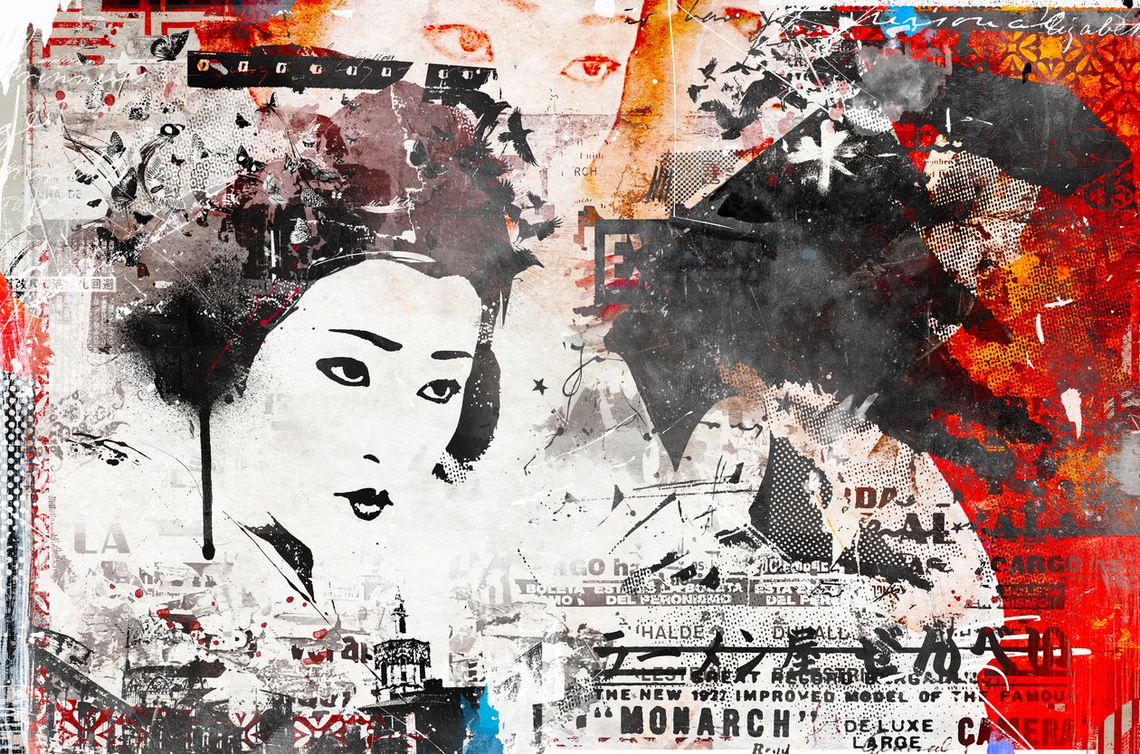 Modern Geyşa, 2014 (tuval üzerine karışık teknik) by Teis Albers