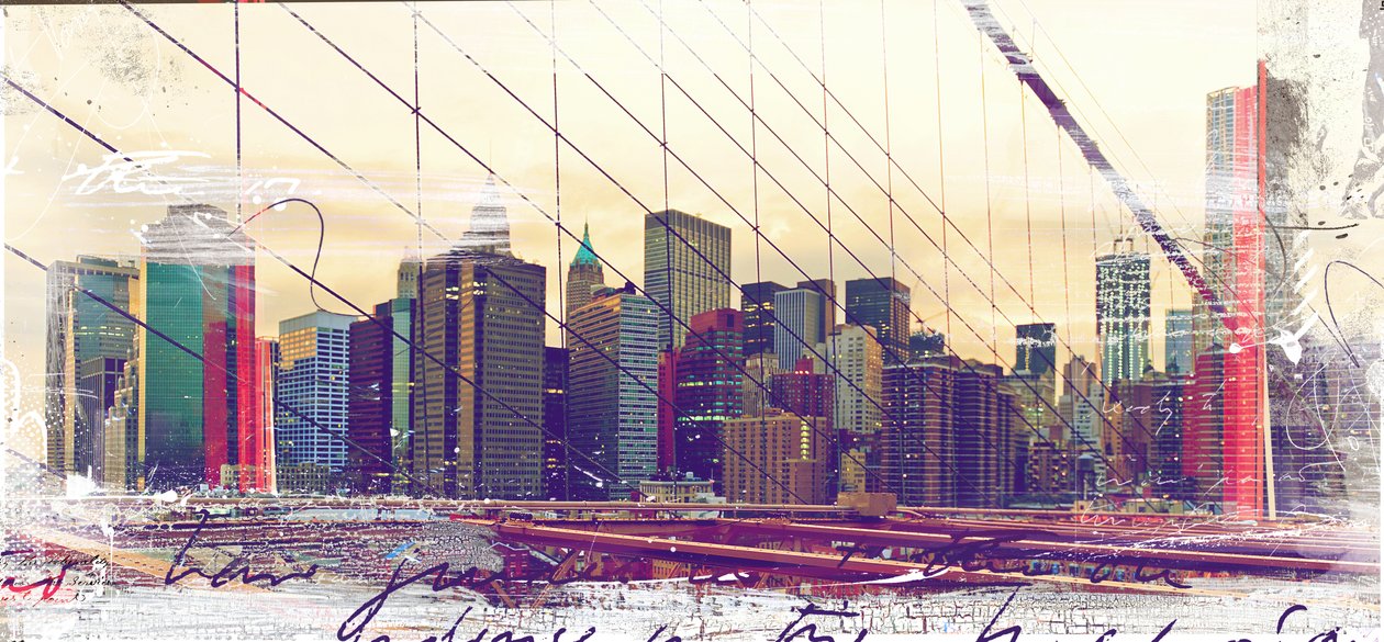 NYC Köprüleri, 2015 (Tuval üzerine kolaj) by Teis Albers