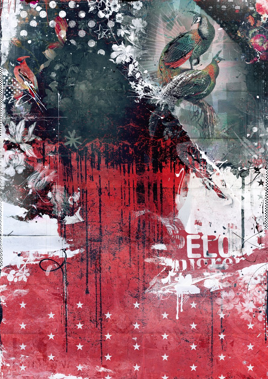 Ağaçtaki tavus kuşları, 2016 (Tuval üzerine kolaj) by Teis Albers