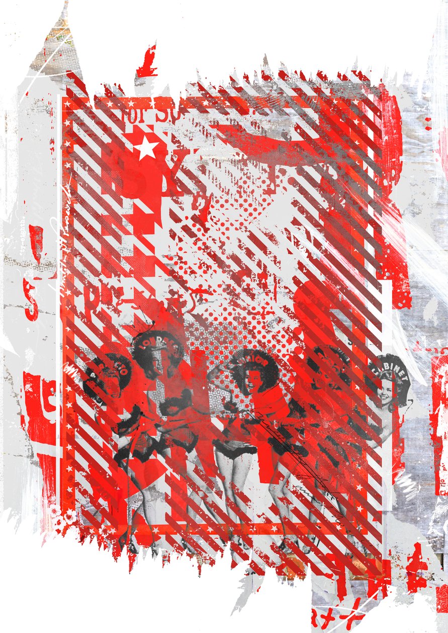 Tracy ve arkadaşları, 2015 (Tuval üzerine kolaj) by Teis Albers