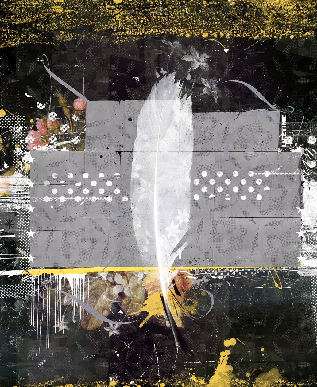 tüy, 2014 (tuval üzerine karışık teknik) by Teis Albers