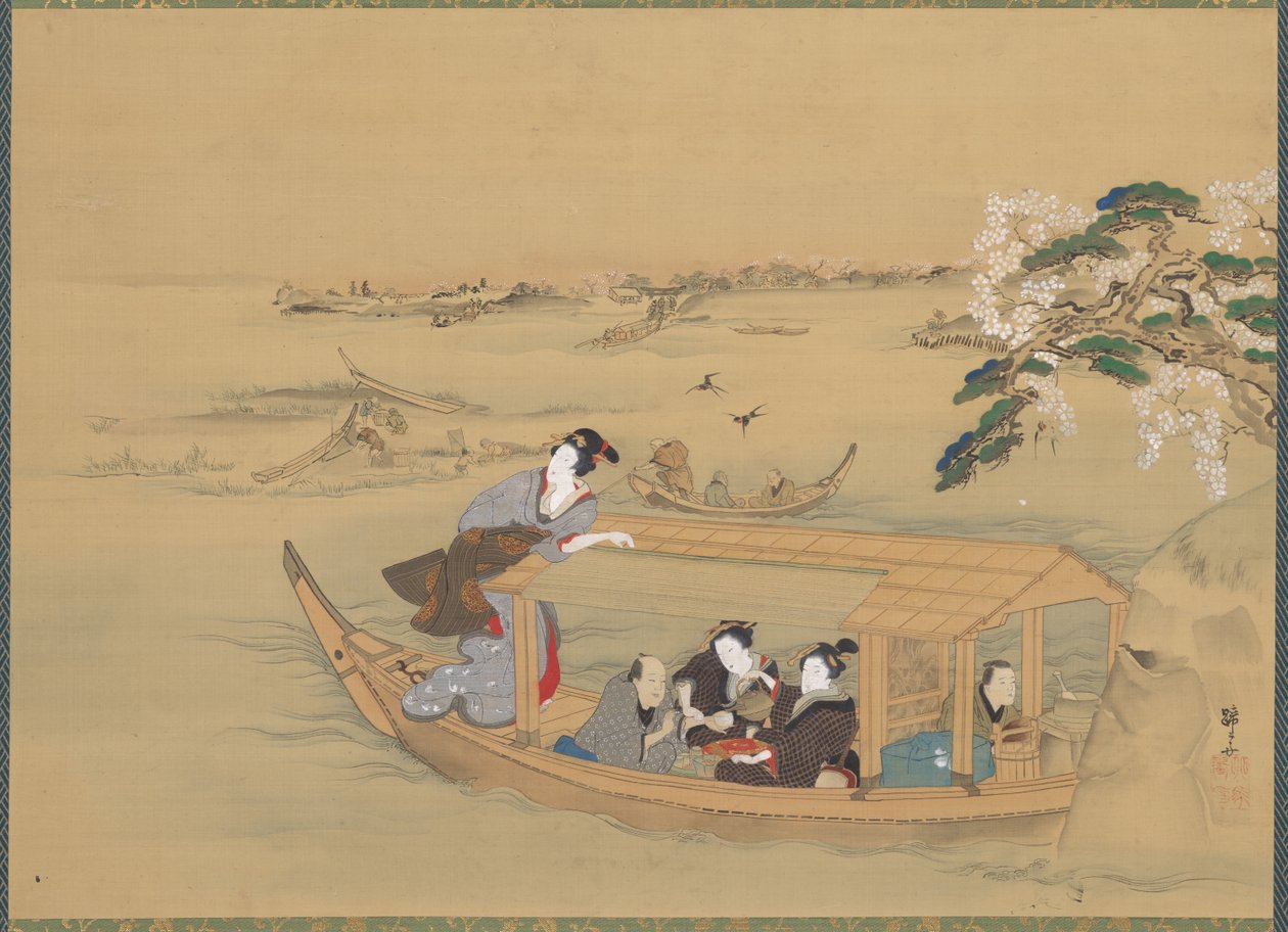 Sumida Nehri üzerinde eğlence teknesi by Teisai Hokuba