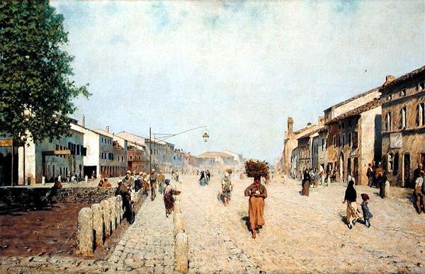 Porta Adriana Banliyösünde Bir Ravenna Sokağı by Telemaco Signorini