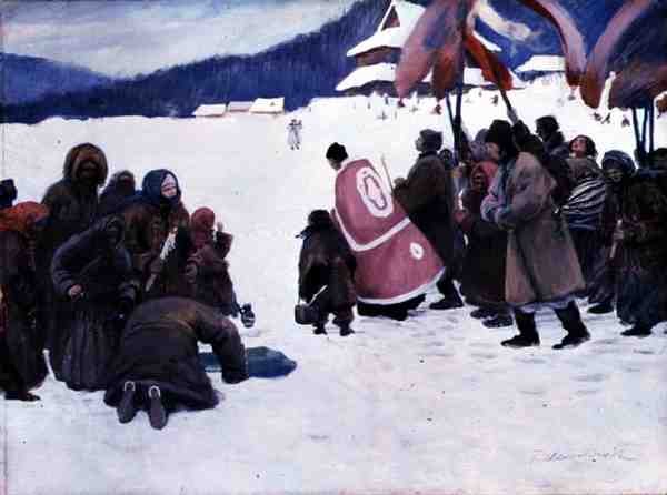 The Blessing of the Water (gemide sulu boya ve guaj boya) by Teodor Axentowicz