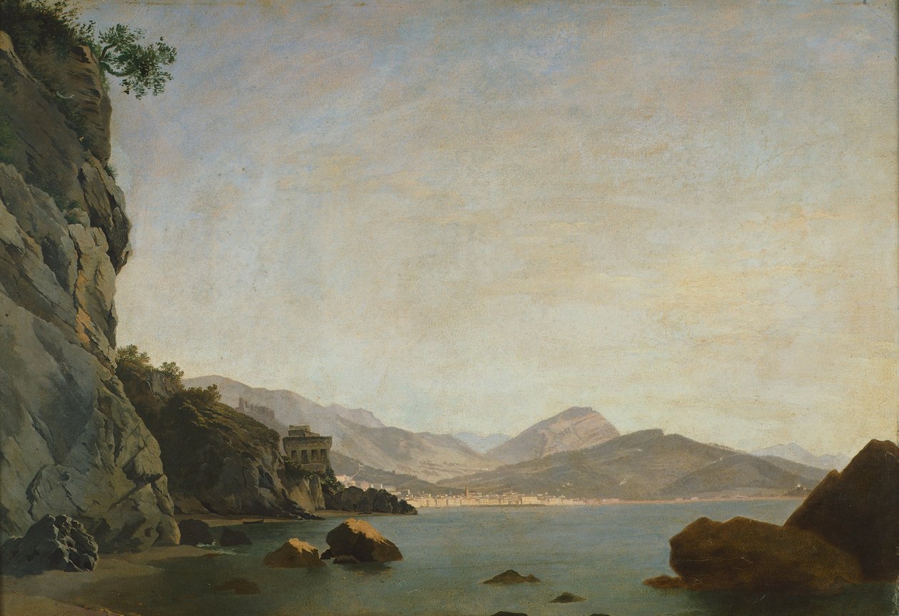 Salerno Körfezi manzarası (tuval üzerine yağlı boya) by Teodoro Duclere