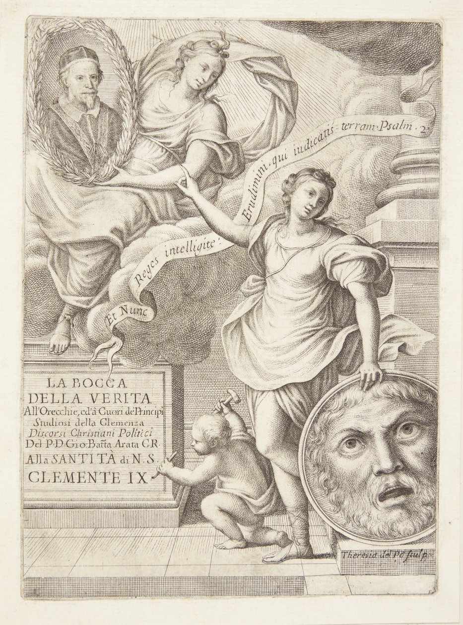 La Bocca della Verita. Papa Clemens IX portresi ile başlık skeç by Teresa del Pò