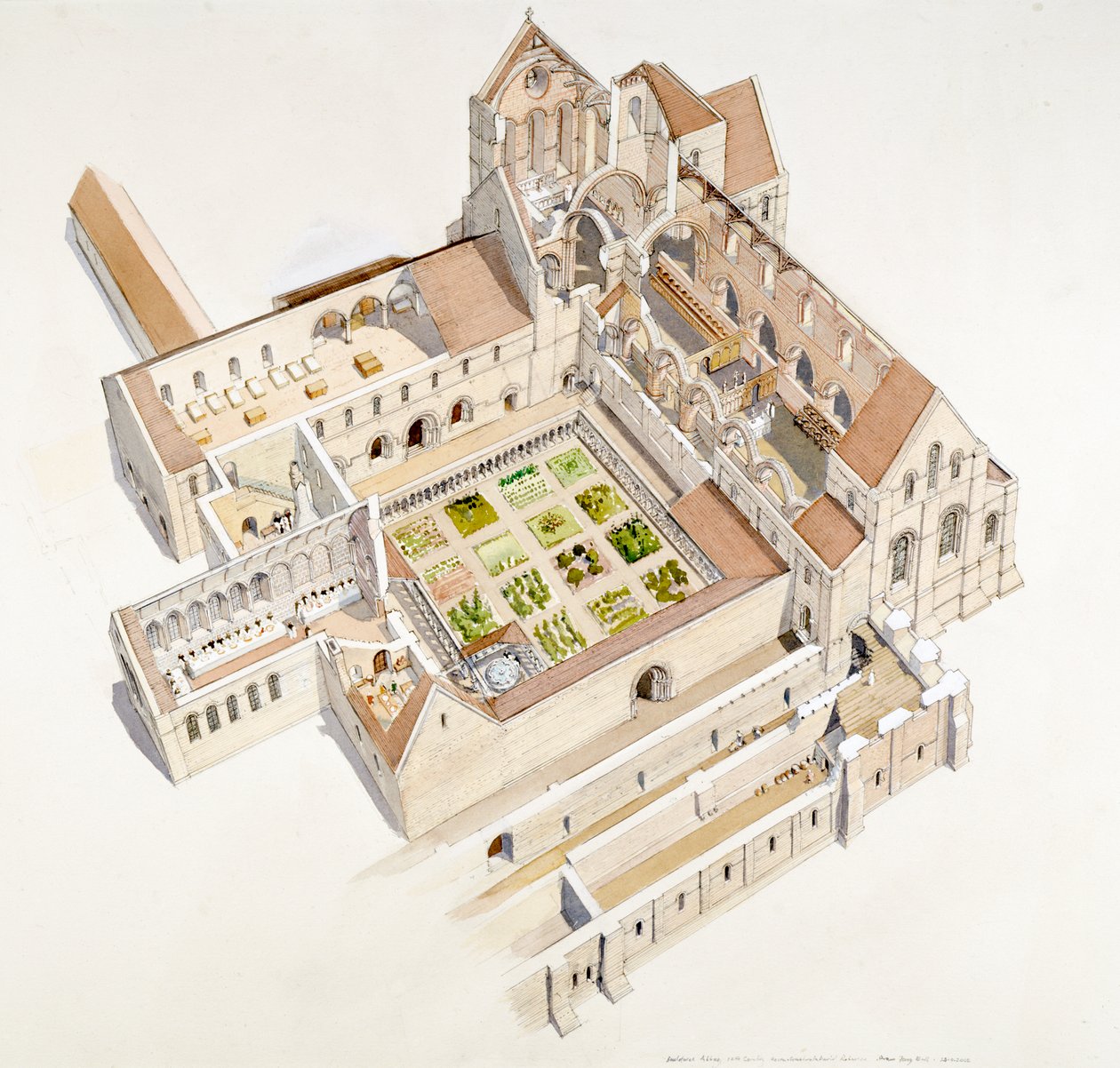 Buildwas Manastırı, 12. yüzyıl, 1990-2010 by Terry Ball