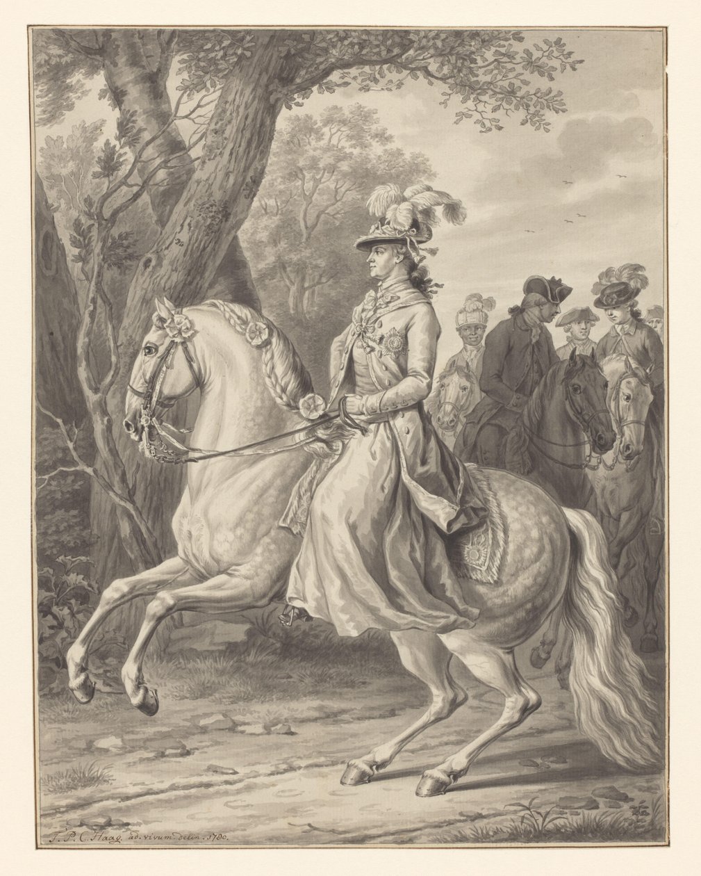 Prusya Wilhelmina, Orange-Nassau Prensesi, at sırtında by Tethart Philip Christian Haag (signed by artist)