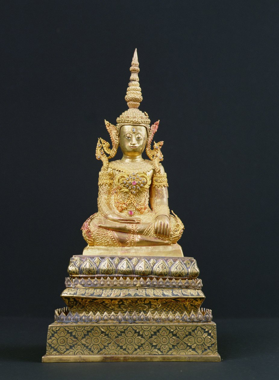 Meditasyonda oturan Buda, Rattanakosin Dönemi (1782-1910) (altın ve değerli taşlar) by Thai