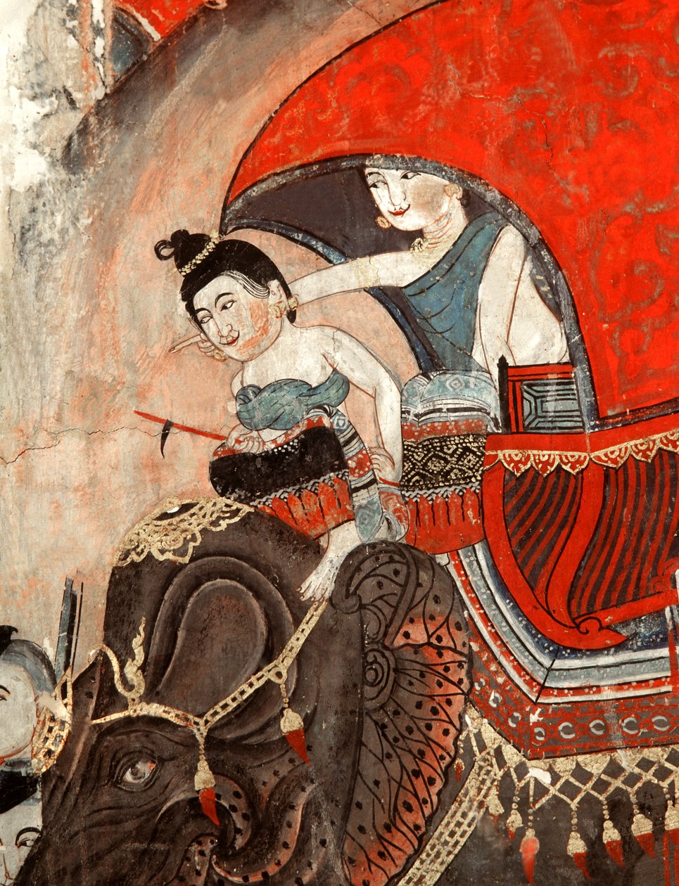 Bir prenses ve bir file binen görevli (duvar resmi) by Thai School