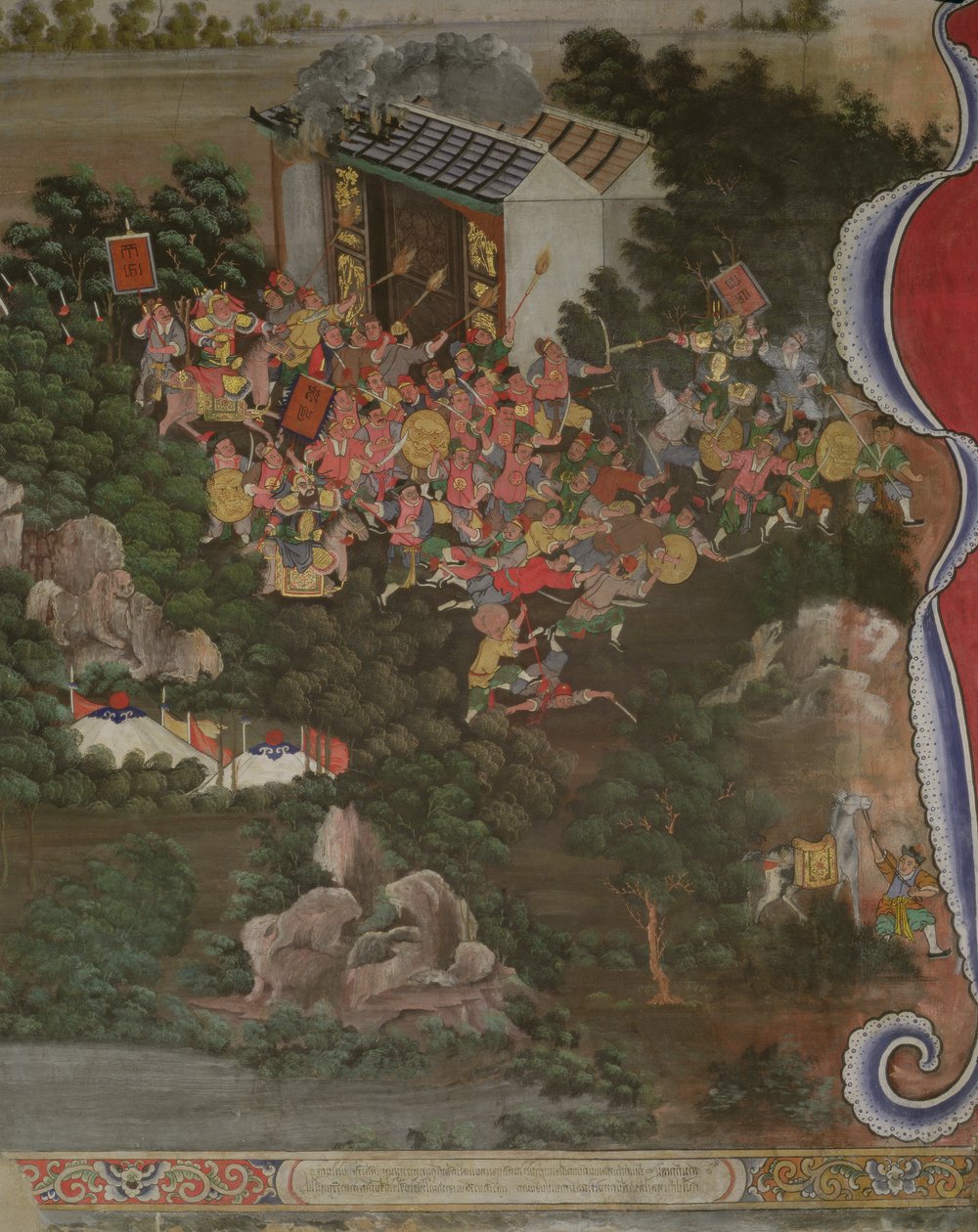 Çin etkisi ile sahne, Sala Geng, Wat Bowonniwet Vihara, Bangkok by Thai School