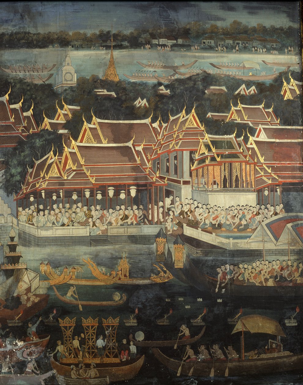Loy Krathong festivali, 1864 (duvar resmi) by Thai School