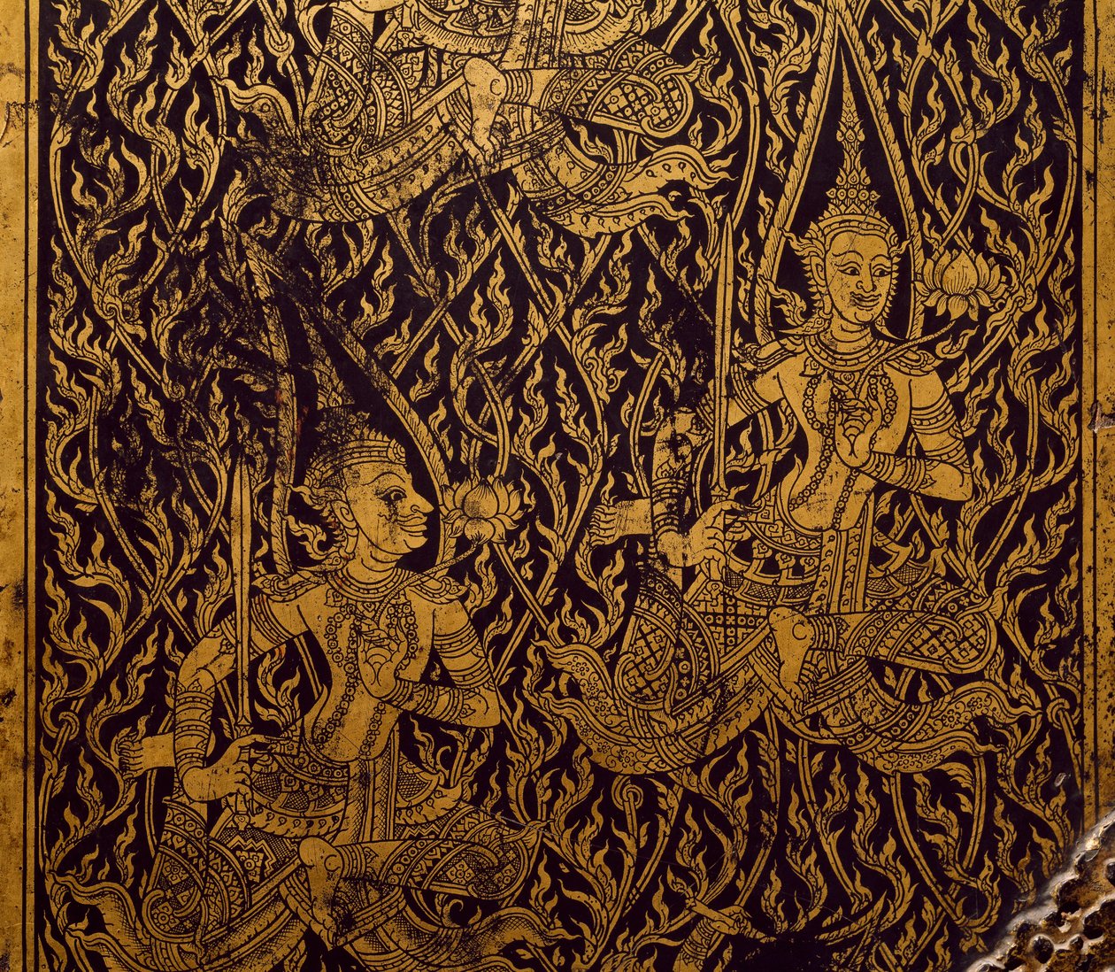 Sutra için gardırop, oymalı ve lake ahşap, Bangkok, Tayland, Detay, Tay Uygarlığı, 19. yüzyılın başlarında by Thai School
