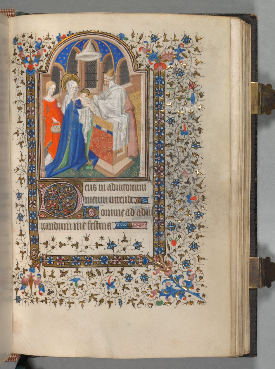 Paris Kullanım Saatleri Kitabı: Fol. 72r, Tapınakta Sunum, c. 1420. by The Bedford Master