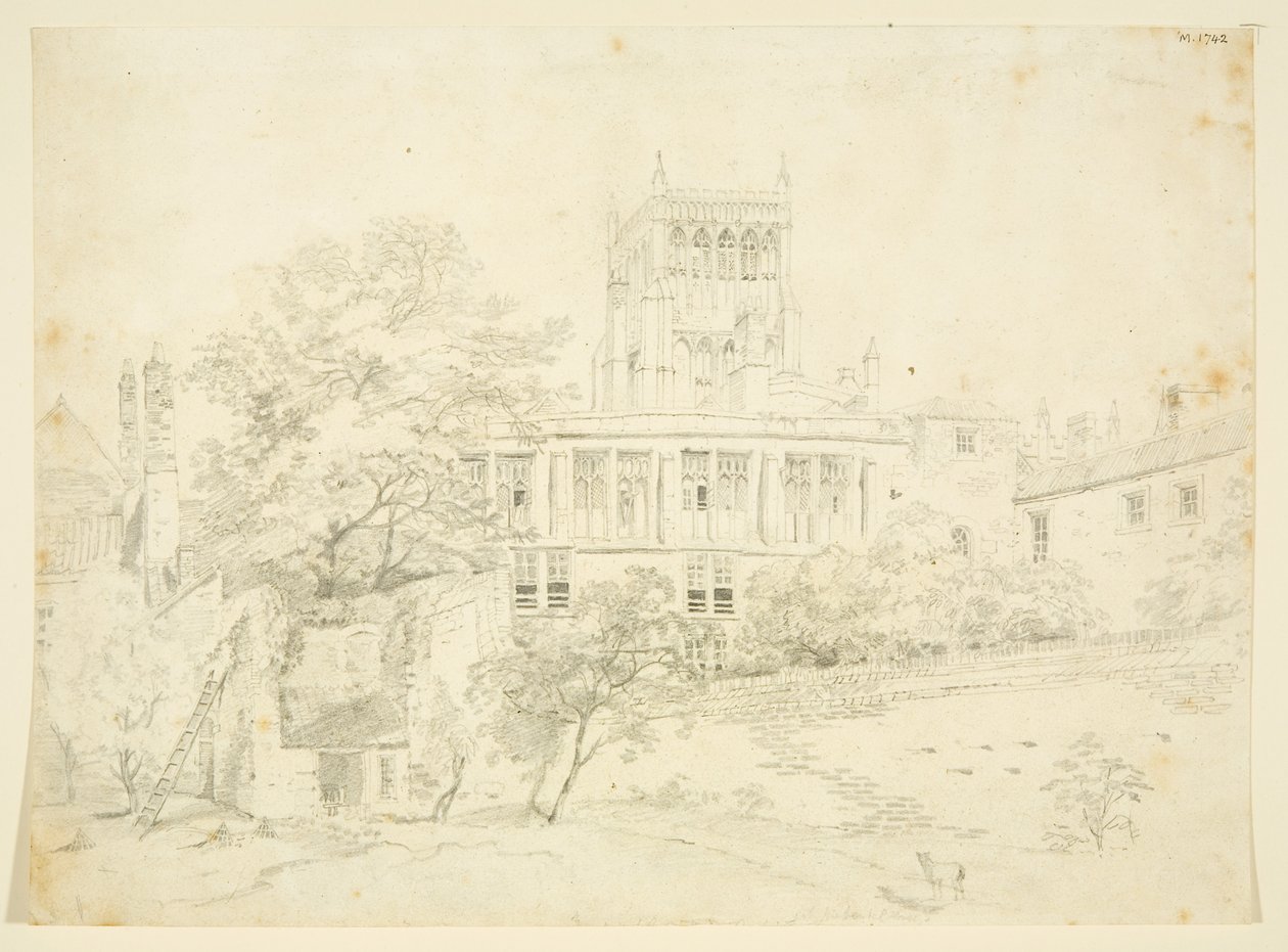 Prebendal Evlerden birinin Bahçe Cephesi (kağıt üzerine kurşun kalem ve sulu boya) by The Rev. John Eagles
