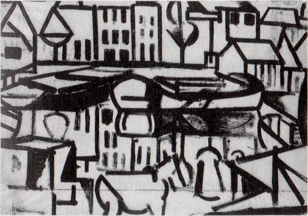 Tekne Leiden ile Şehir Manzarası by Theo van Doesburg