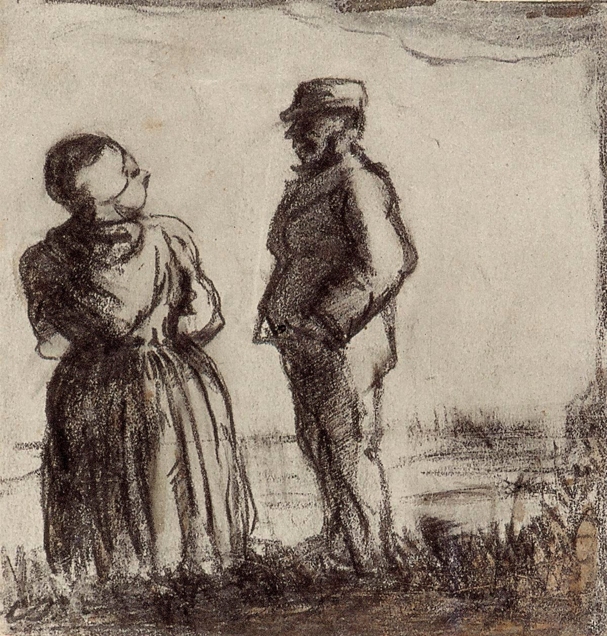 Çiftçi ve Karısı Manzarada by Theo van Doesburg