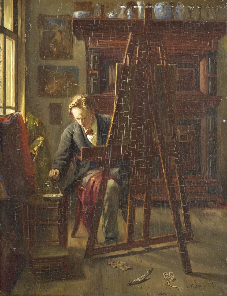 Sanatçı George Jan Hendrik Poggenbeek Stüdyosunda by Theo Hanrath