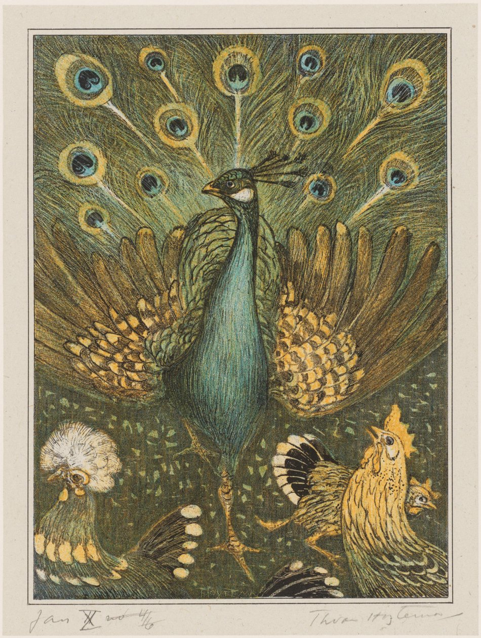 tavuk ile tavus kuşu by Theo van Hoytema (signed by artist)