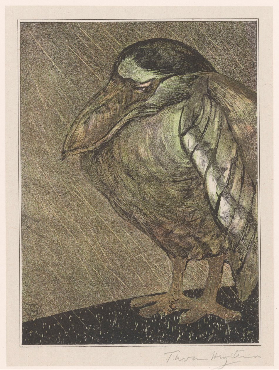 Yağmurda tekne balıkçılı by Theo van Hoytema (signed by artist)