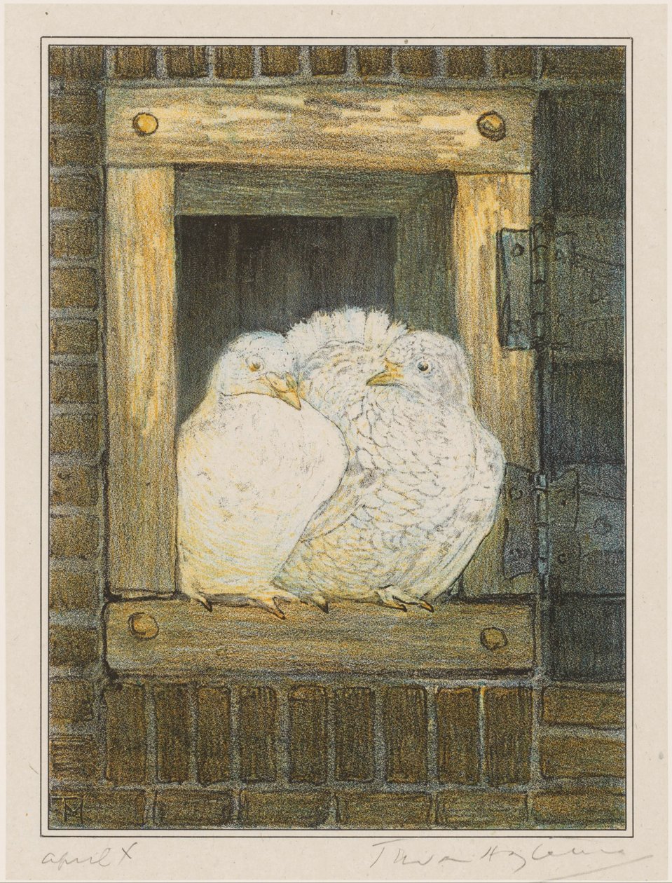 Penceredeki beyaz güvercinler by Theo van Hoytema (signed by artist)