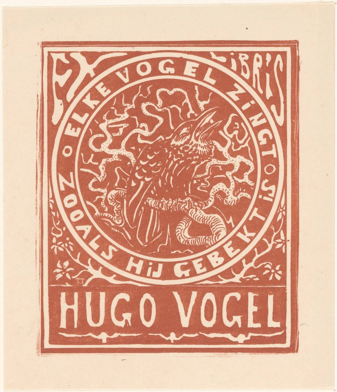 Ekslibris van Hugo Vogel by Theo van Hoytema