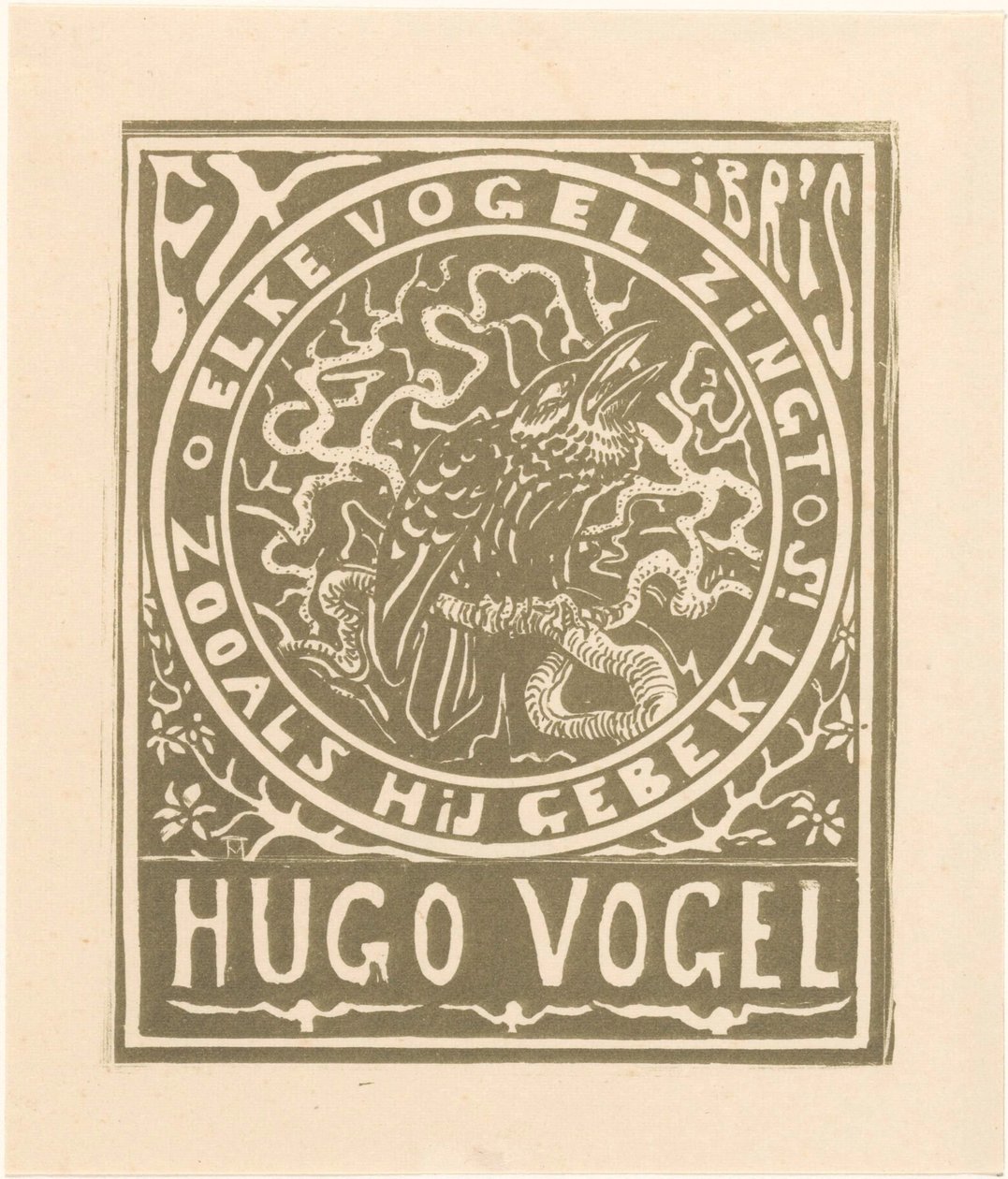 Ekslibris van Hugo Vogel by Theo van Hoytema