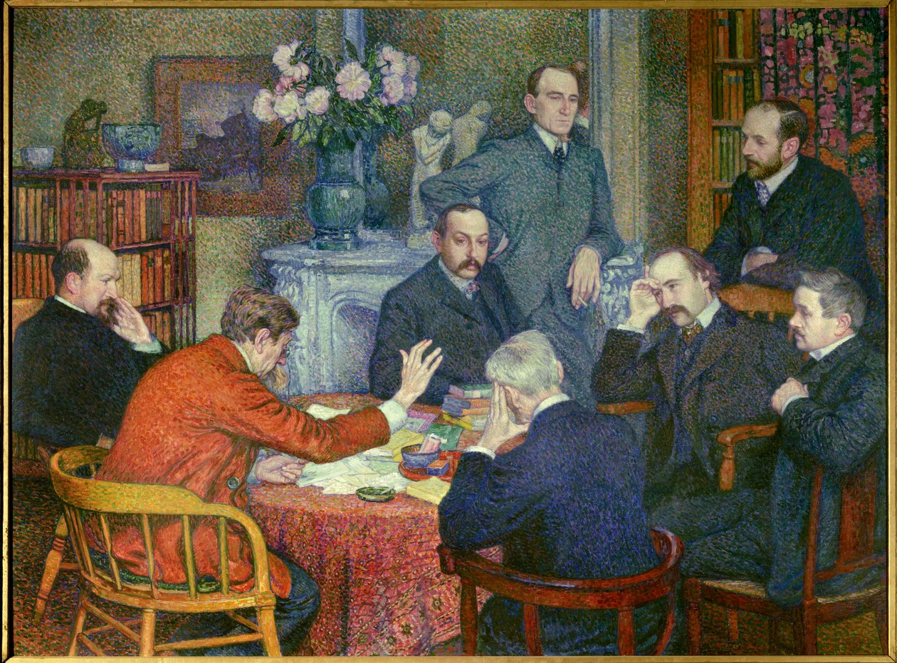 Emile Verhaeren (1855-1916), Belçikalı sosyalist şair, ressam Cross, yazarlar Maurice Maeterlinck, Andre Gide ve Francis Viele-Griffin, biyolog Henri Gheon, doktor Felix Le Dantec ve sigara içen Felix Feneon