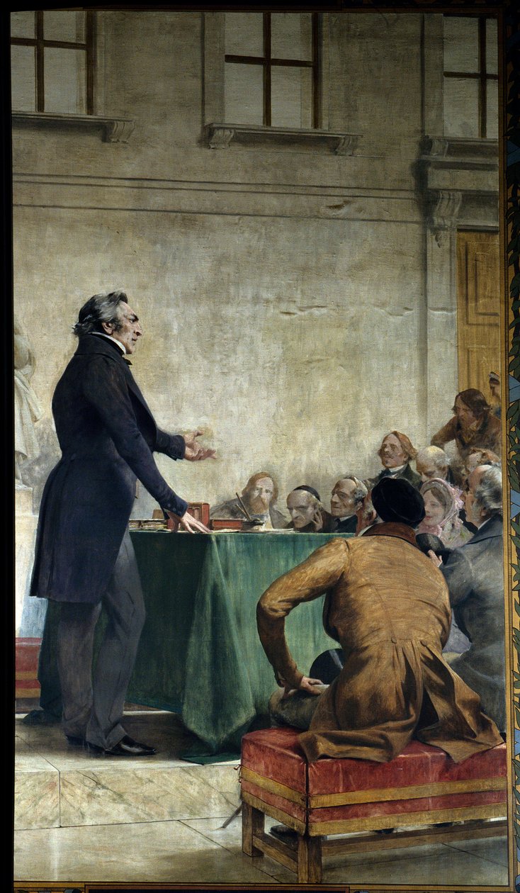 Francois Arago (1786-1853), gözlemevinin amfi tiyatrosunda popüler astronomi okudu. Theobald Chartran'ın (1849-1907) tablosu. Paris, La Sorbonne - Francois Arago (1786-1853), Paris Kraliyet Gözlemevi'nde popüler astronomi üzerine bir konferans veri by Theobald Chartran