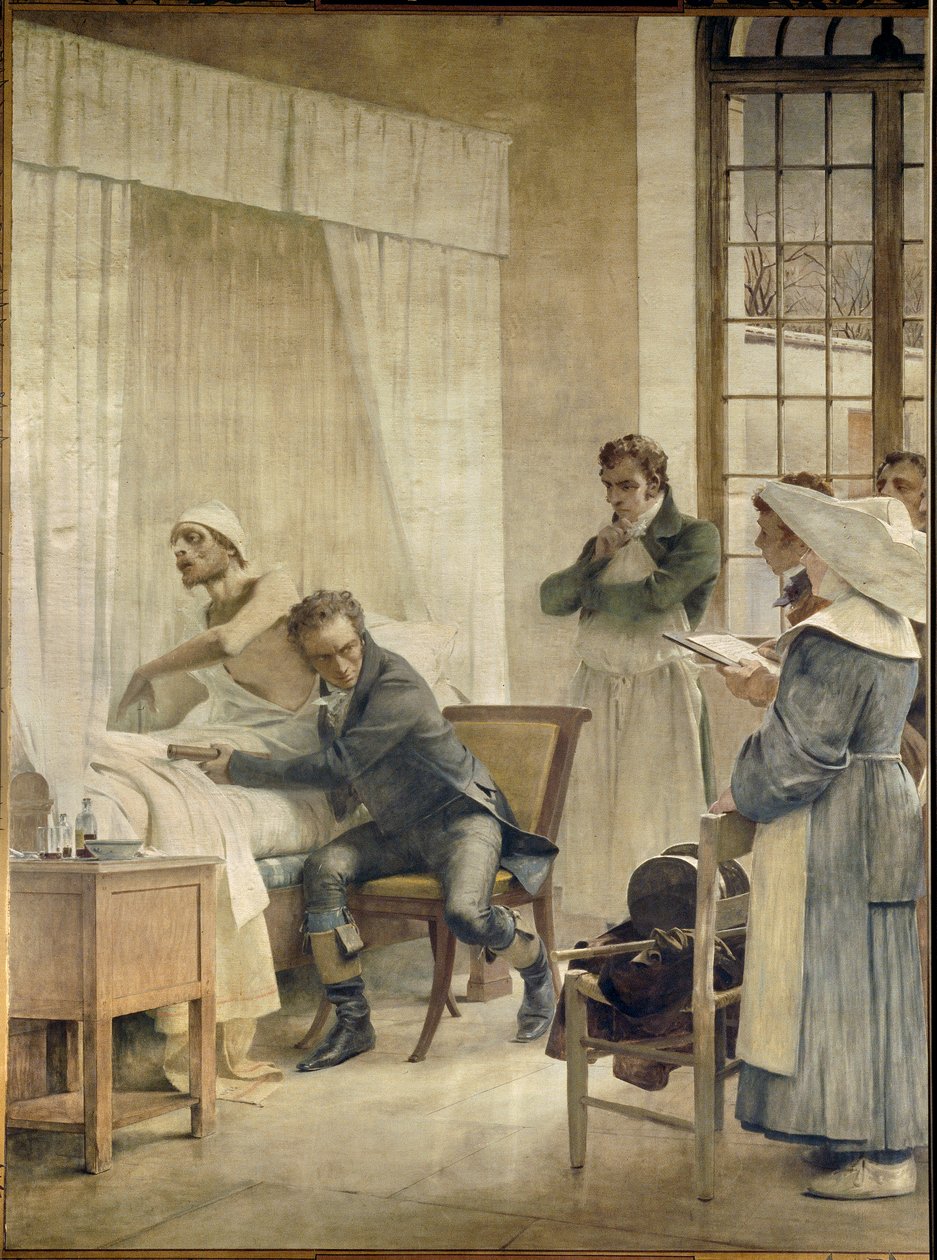 Rene Laennec, öğrencilerinin önünde bir phtic