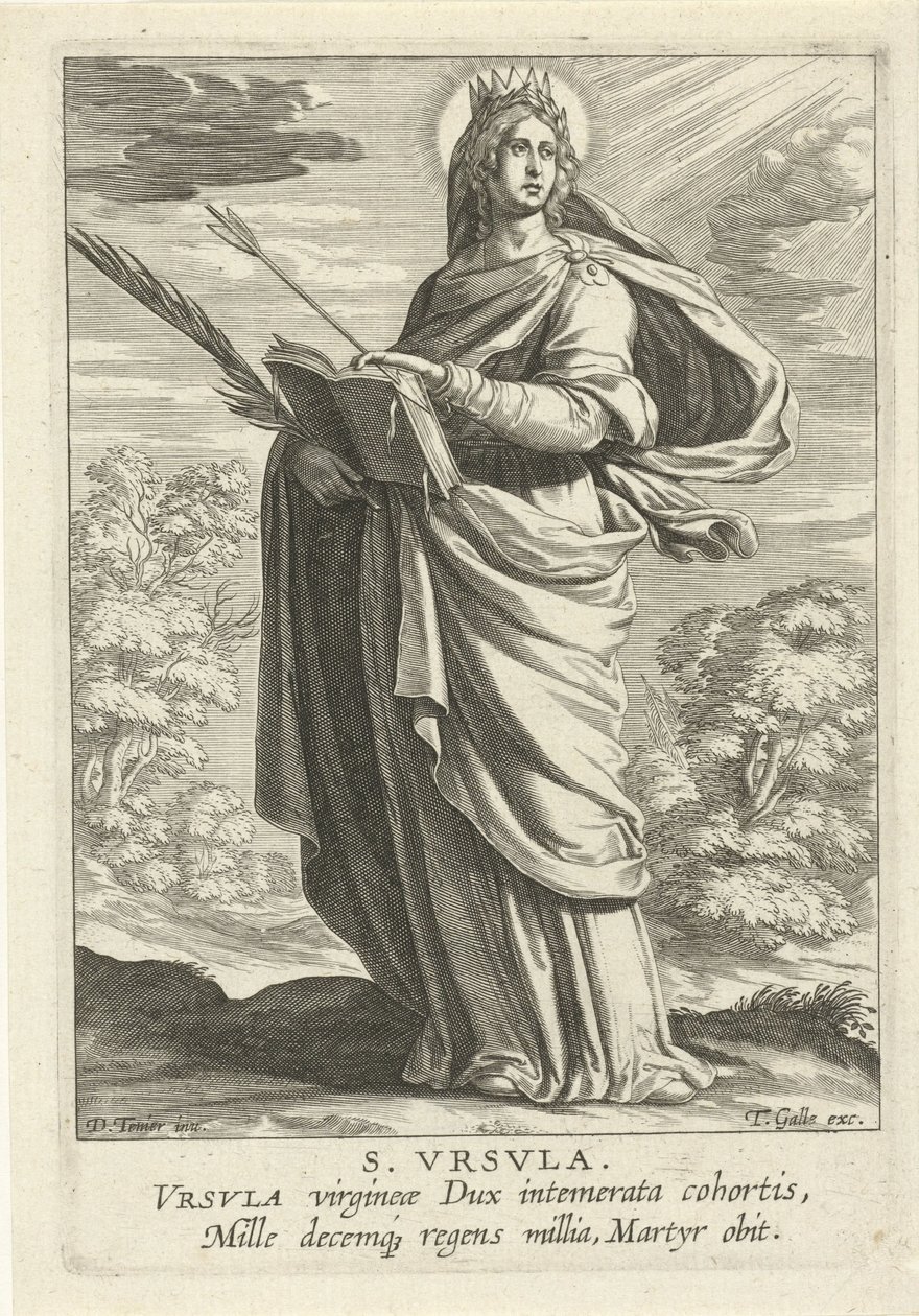 heilige ursula S. Vrsvla (nesne üzerindeki başlık) Vrouwelijke heiligen (dizi adı) Bakirelerin Aynası (dizi adı) by Theodoor Galle