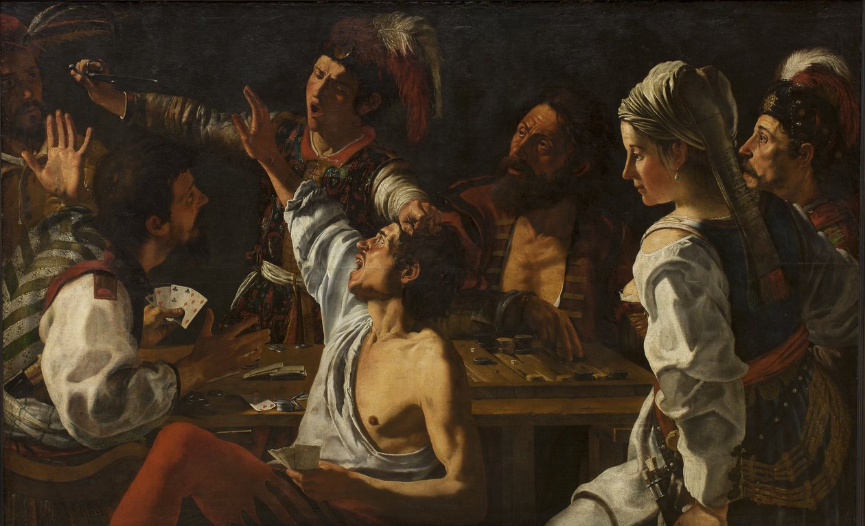 Kart ve Tavla Oyuncuları. Kartlar için Dövüş by Theodoor Rombouts