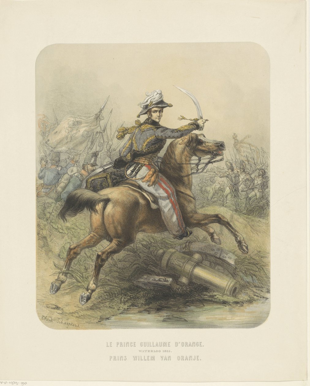 Hollanda Kralı II. William'ın atlı portresi by Theodoor Schaepkens