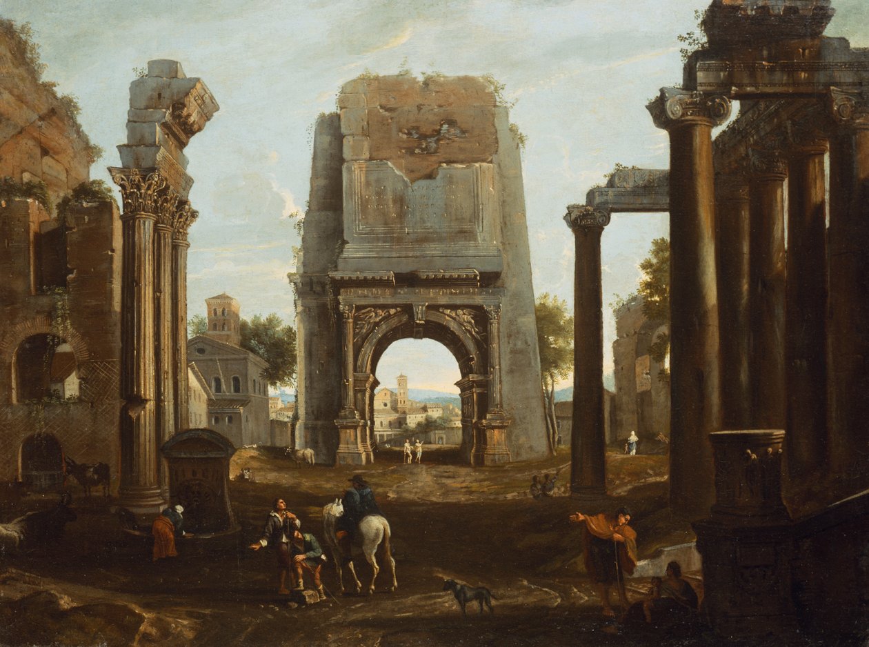 Titus Kemeri ve Figürleri ile Roma Harabelerinin Capriccio