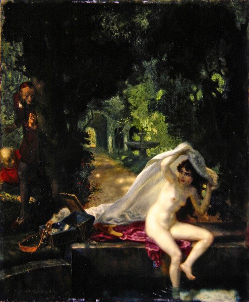 Susanna ve Yaşlılar (panelde yağlı boya) by Theodor Baierl