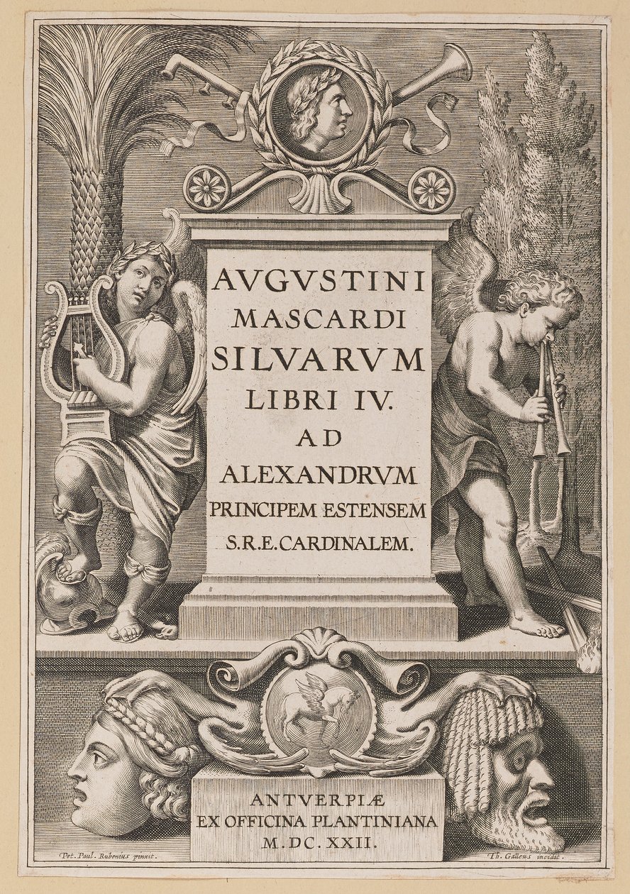 Agostino Mascardi için Başlık Sayfası, Silvarium Libri IV by Theodor Galle after Sir Peter Paul Rubens