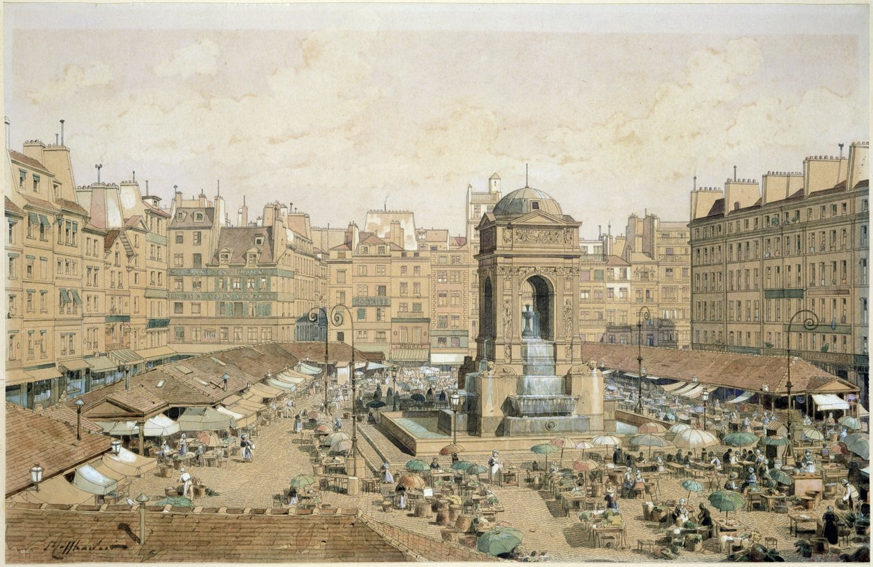 Marche aux Innocents (kağıt üzerinde kalem ve mürekkep ve wc) by Theodor Josef Hubert Hoffbauer