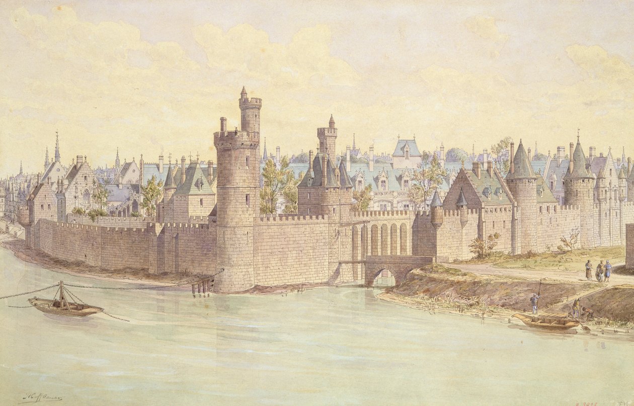The Tour de Nesles (pen und ink and wc on paper) by Theodor Josef Hubert Hoffbauer