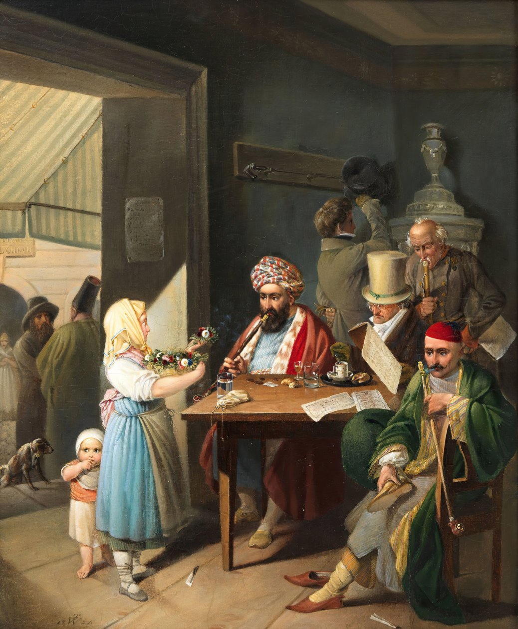 Bir Viyana kahvesinde Yunanlılar ve Türkler, 1824. by Theodor Leopold Weller