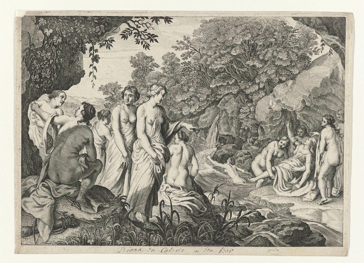 Diana, Callisto Ovid'in Metamorphoses'unun (dizi başlığı) hamileliğini keşfetti by Theodor Matham