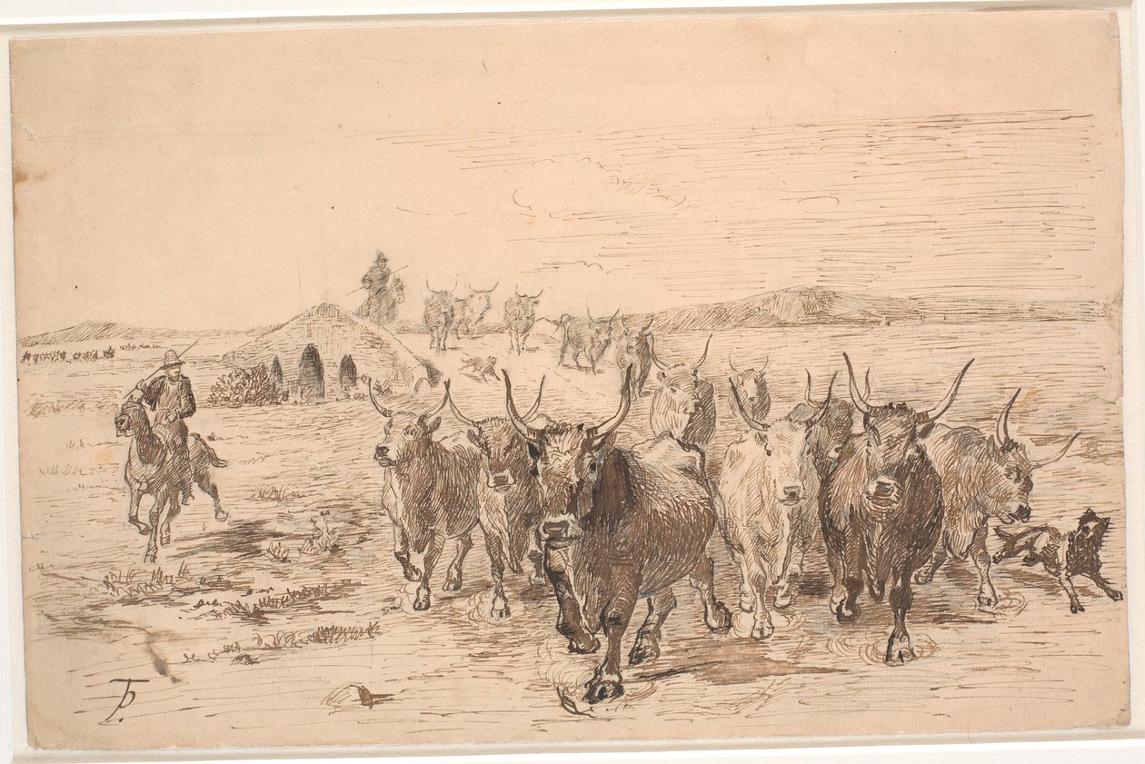 Roma kampanyasında bir sürüklenen boğa by Theodor Philipsen
