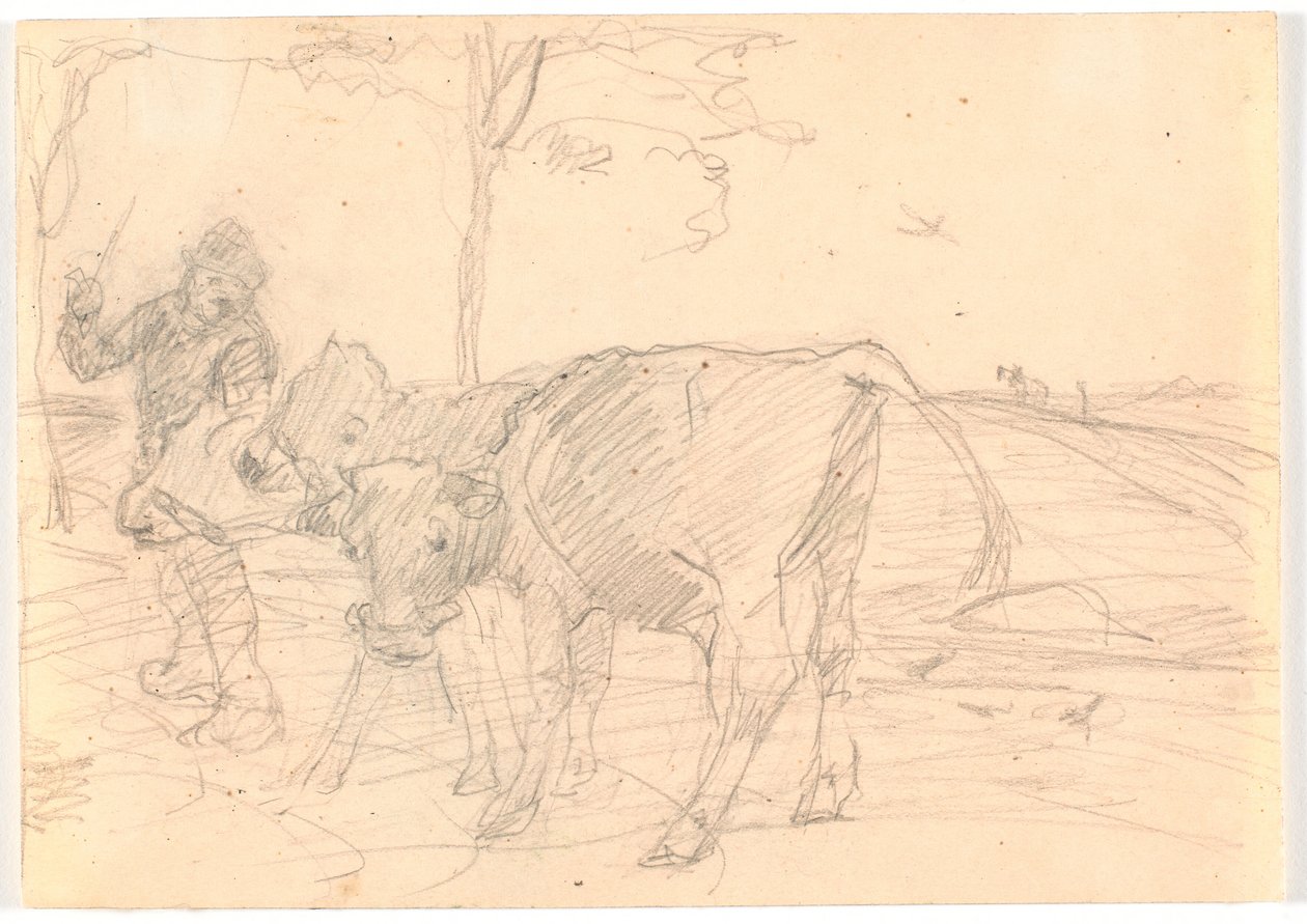 Üç buzağı ile sığır sürücüsü by Theodor Philipsen