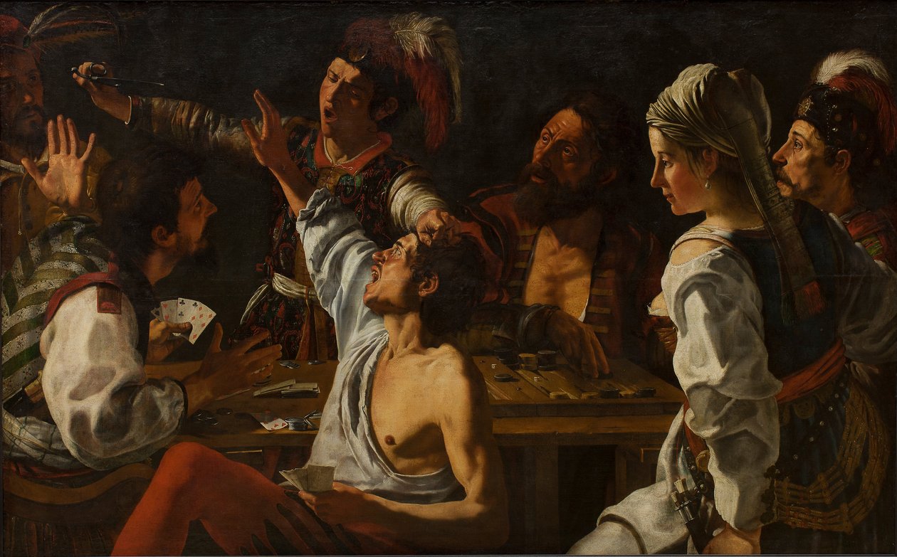 Kart ve Tavla Oyuncuları. Kartlar Üzerine Dövüş, 1620-1629 by Theodor Rombouts