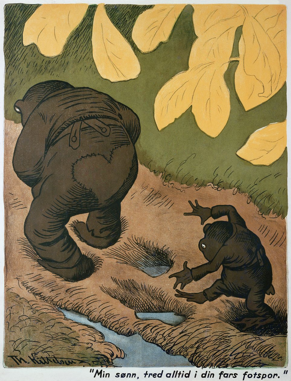 Babanın Ayak İzlerinde (suluboya ve kalem) by Theodor Kittelsen