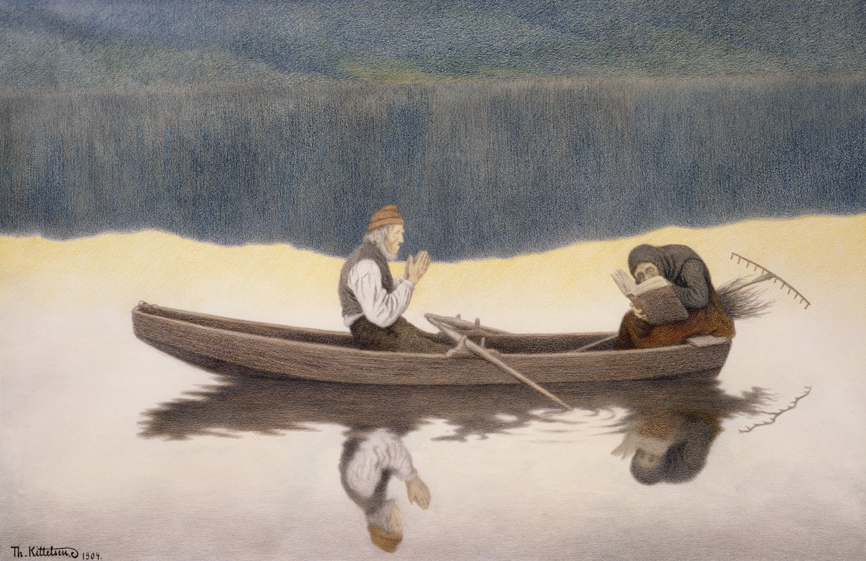 göl ve nehir üzerinde by Theodor Kittelsen