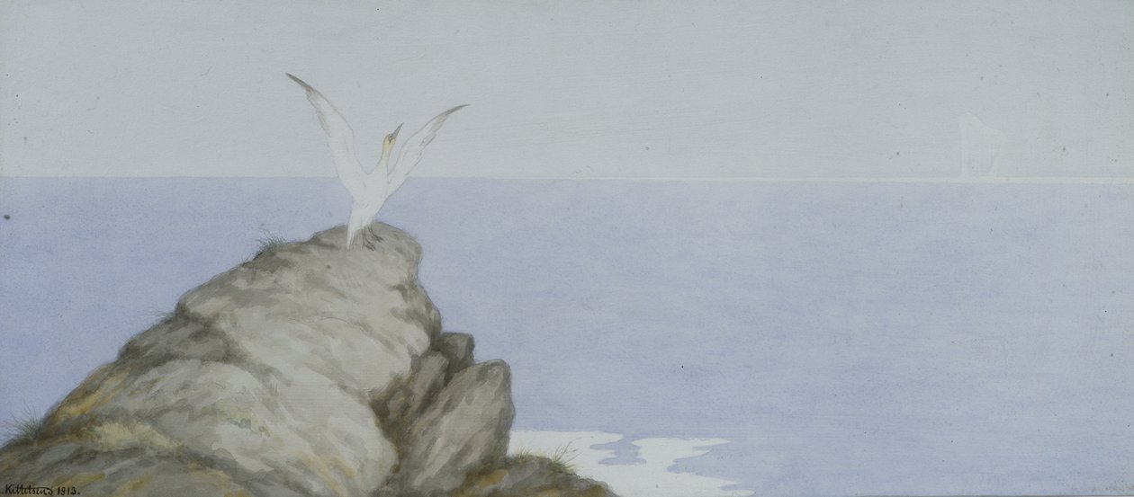 Deniz kuşu (kağıt üzerine sulu boya) by Theodor Kittelsen