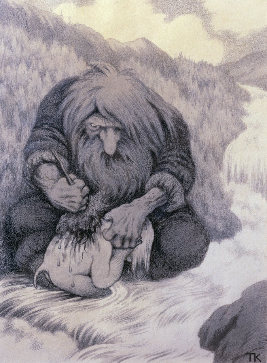 Çocuğunu Yıkanan Trol by Theodor Kittelsen