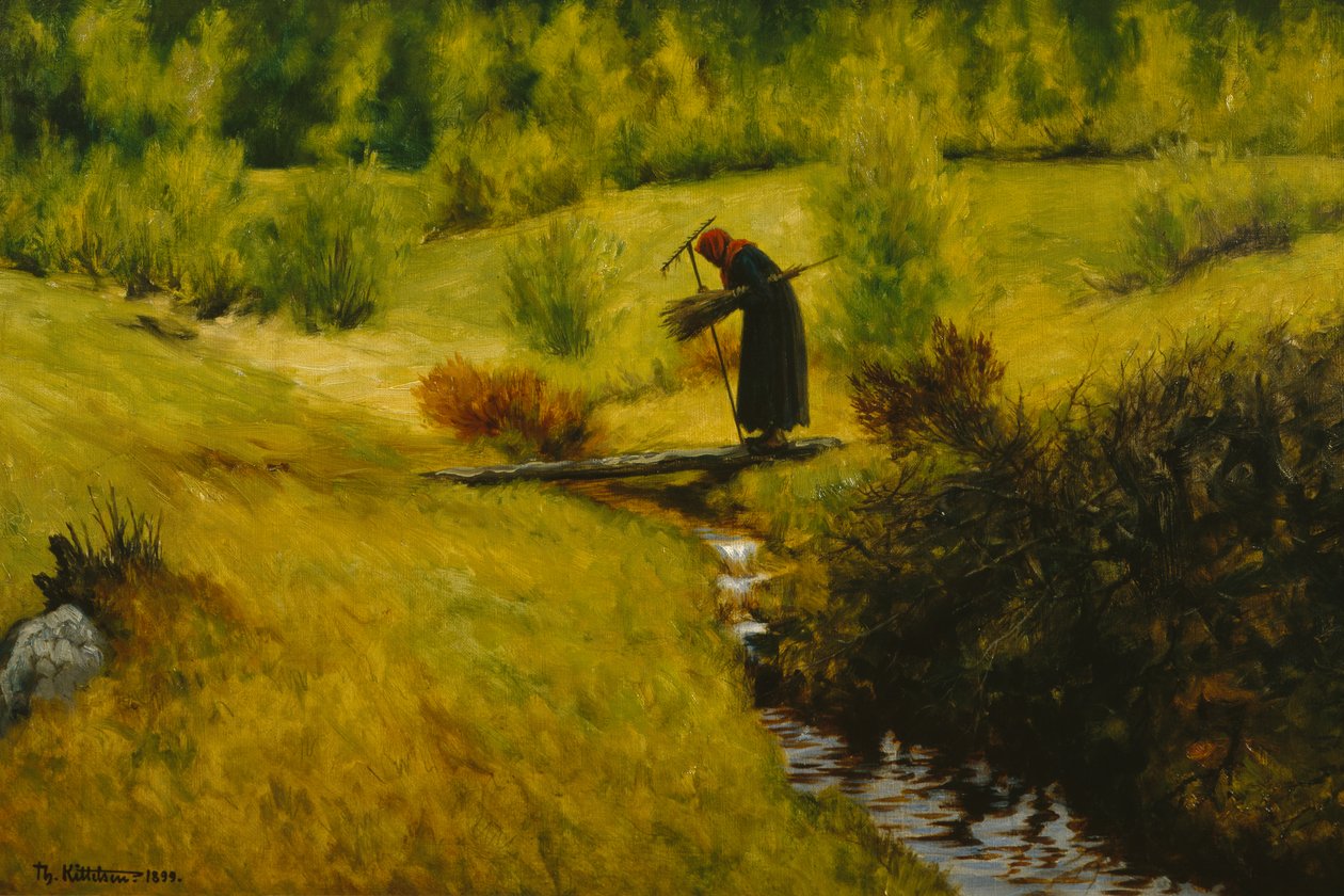 Akarsu tarafından yaşlı kadın (karısı) by Theodor Kittelsen